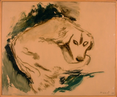 il cucciolo<br>Olio su Tela<br>50x60   12-07-1988<br>
				(313)