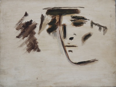 volto maschile<br>olio su tavola<br>40x30   01-1968<br>
				(634)