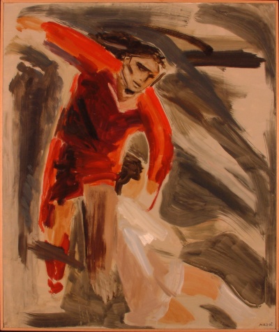 Angelo rosso<br>olio su tela<br>100x120   07-10-1996<br>
				(480)<br>Comune di Valdagno (VI)