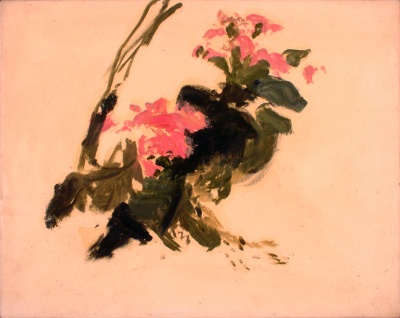 fiori rosa<br>Olio su Tela<br>40x50   26-12-1989<br>
				(153)