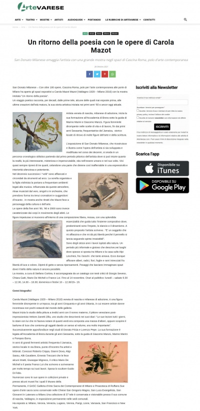 www.artevarese.com - Un ritorno della poesia con le opere di Carola Mazot